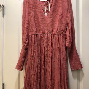Free People Dusty Rose/ Pink Maxi Tie Back Dress